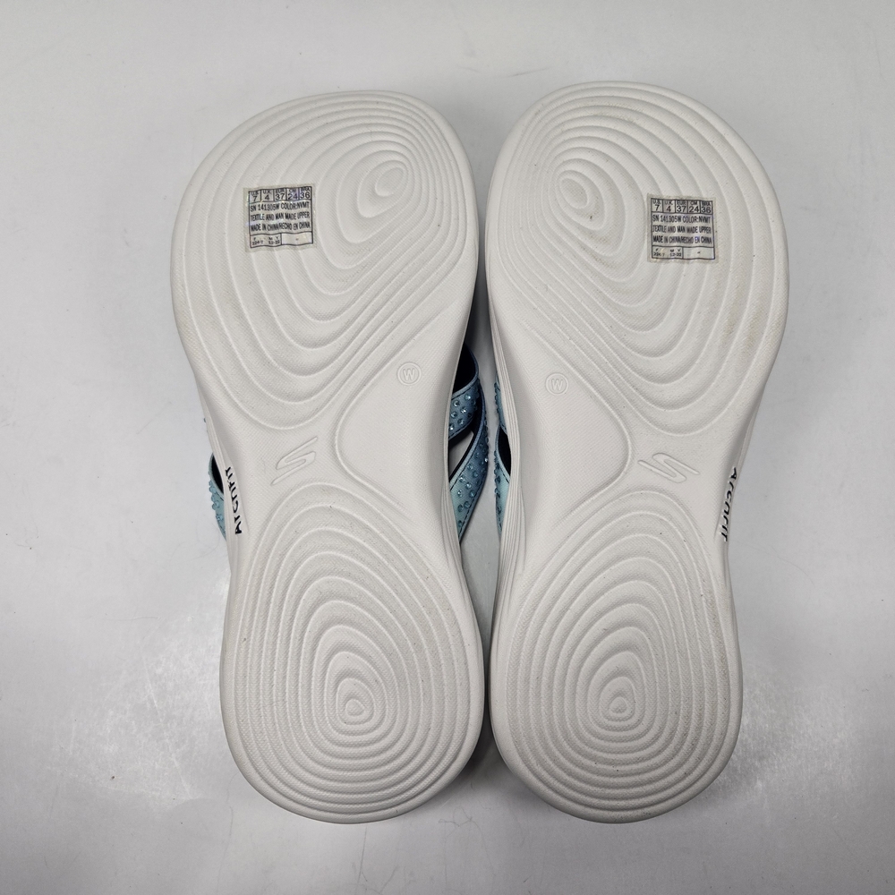 Skechers Women's Arch Fit Radiance Ombre Blue Rhinestone Sandals Size 7 Wide - Picture 9 of 12